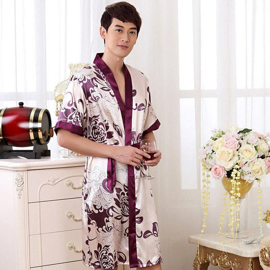 Robe de Chambre Courte en Satin pour Homme