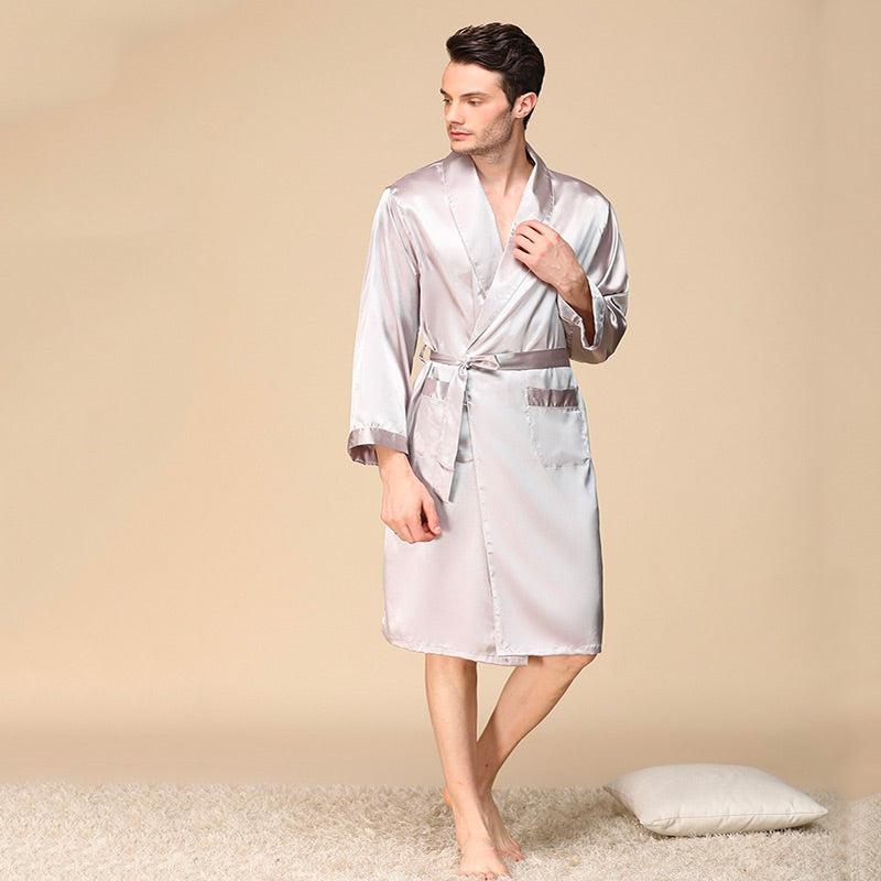 Men's Dressing Gown White Luxury