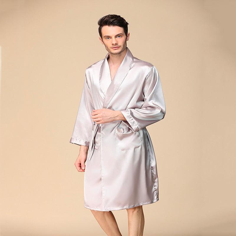 Men's Dressing Gown White Luxury