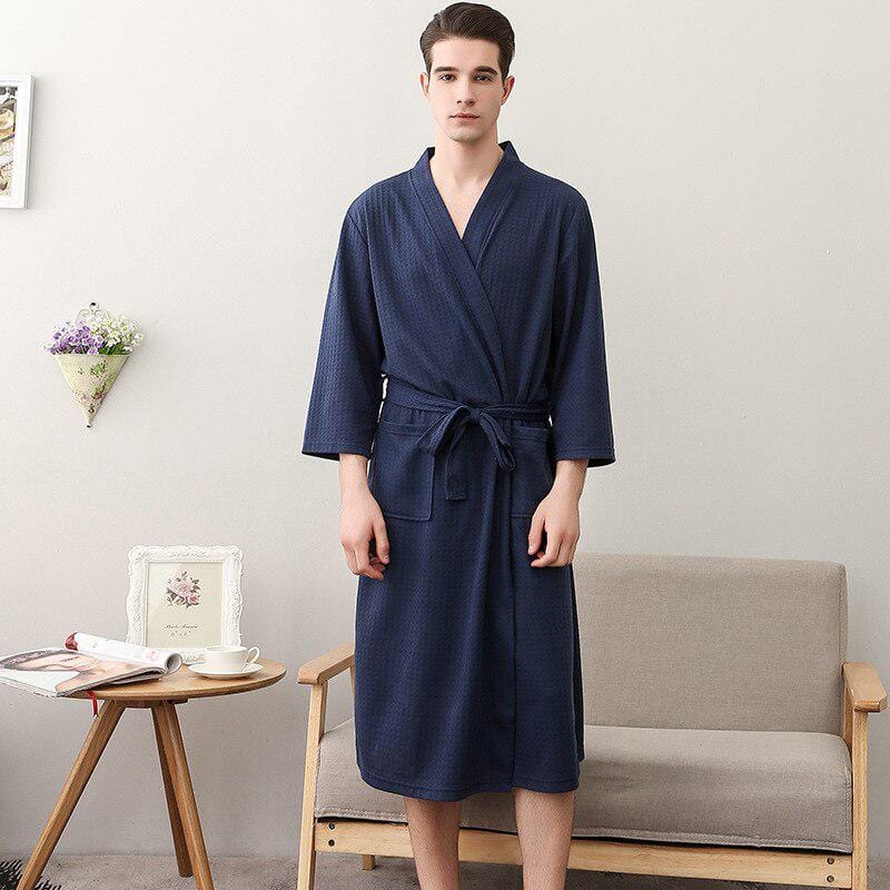 Robe de Chambre Homme Bleu Marine - Collection Élégance