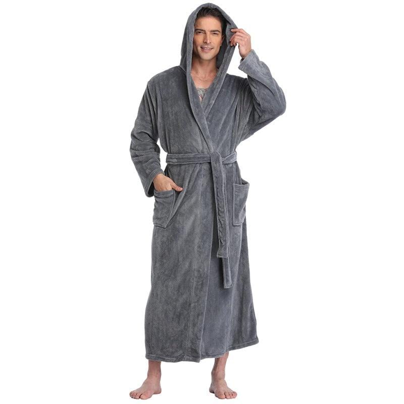 Robe de Chambre Homme en Polaire Gris ComfortHomme