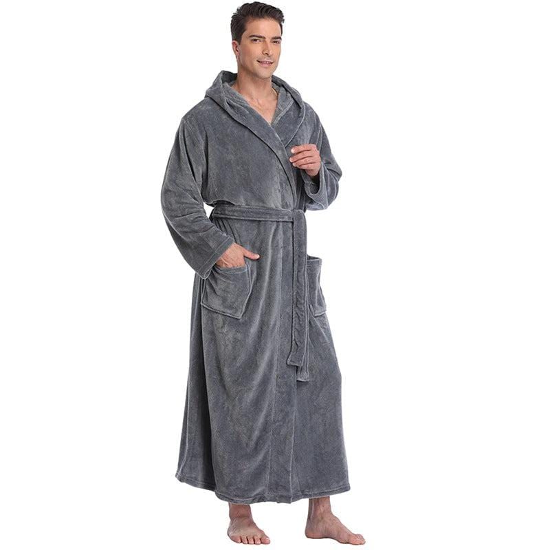 Robe de Chambre Homme en Polaire Gris ComfortHomme