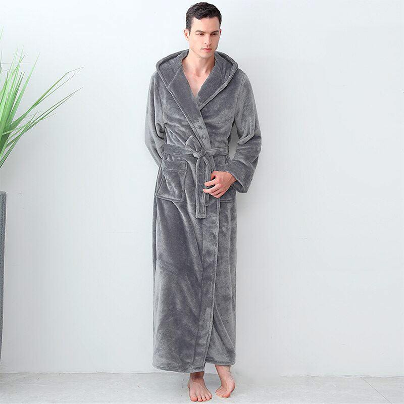 Robe de Chambre Homme en Polaire Gris ComfortHomme