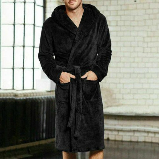 Robe de Chambre Homme en Polaire Noire