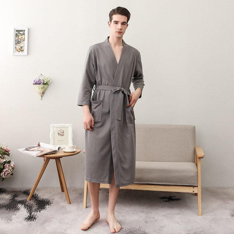 Robe de Chambre en Velours Gris pour Homme