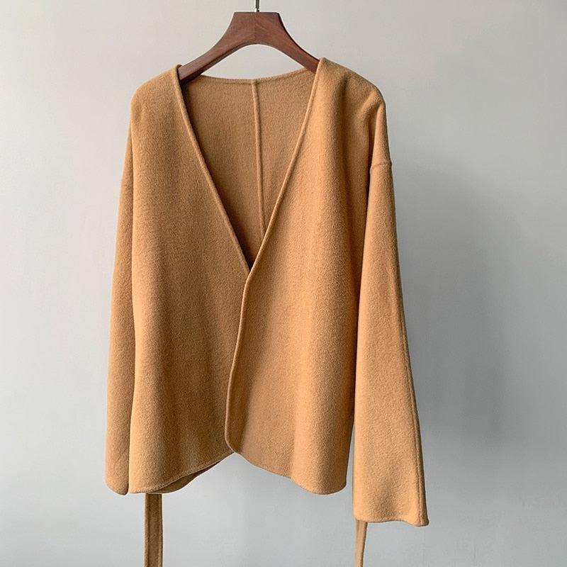 Beige Wool Kimono Jacket - Elegance Collection