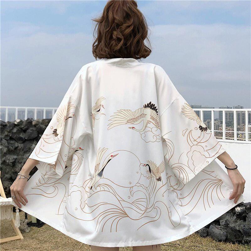 Veste Kimono Blanc Éclatant