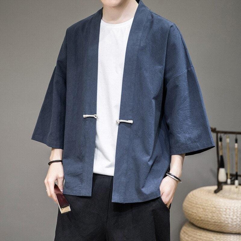 Veste Kimono Bleu Marine pour Homme