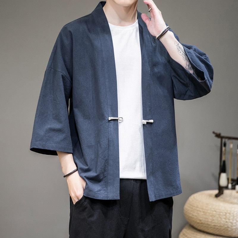 Veste Kimono Bleu Marine pour Homme