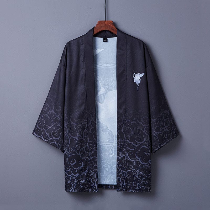 Veste Kimono Noir Grue - Style Élégant