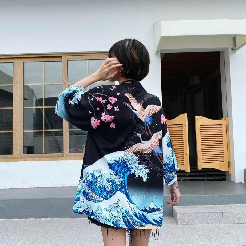 Veste Kimono Courte Japonaise - Style Traditionnel Revisité