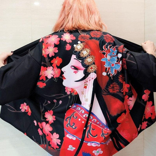 Veste Kimono Geisha Fleurie Zenitsu