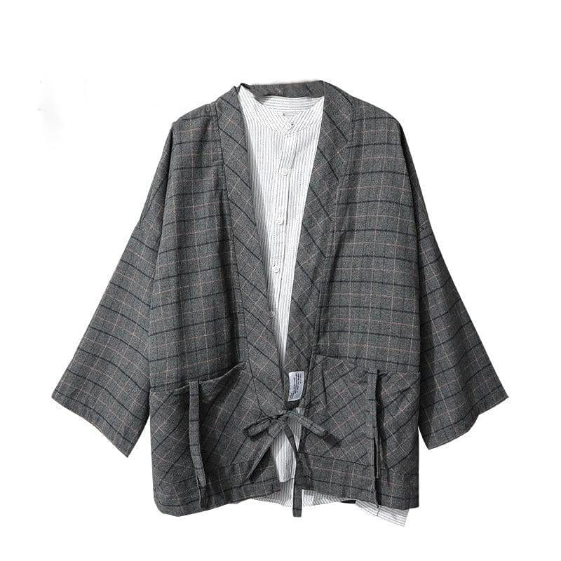 Veste Kimono Gris Foncé pour Homme