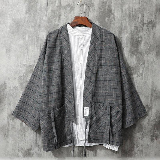 Veste Kimono Gris Foncé pour Homme