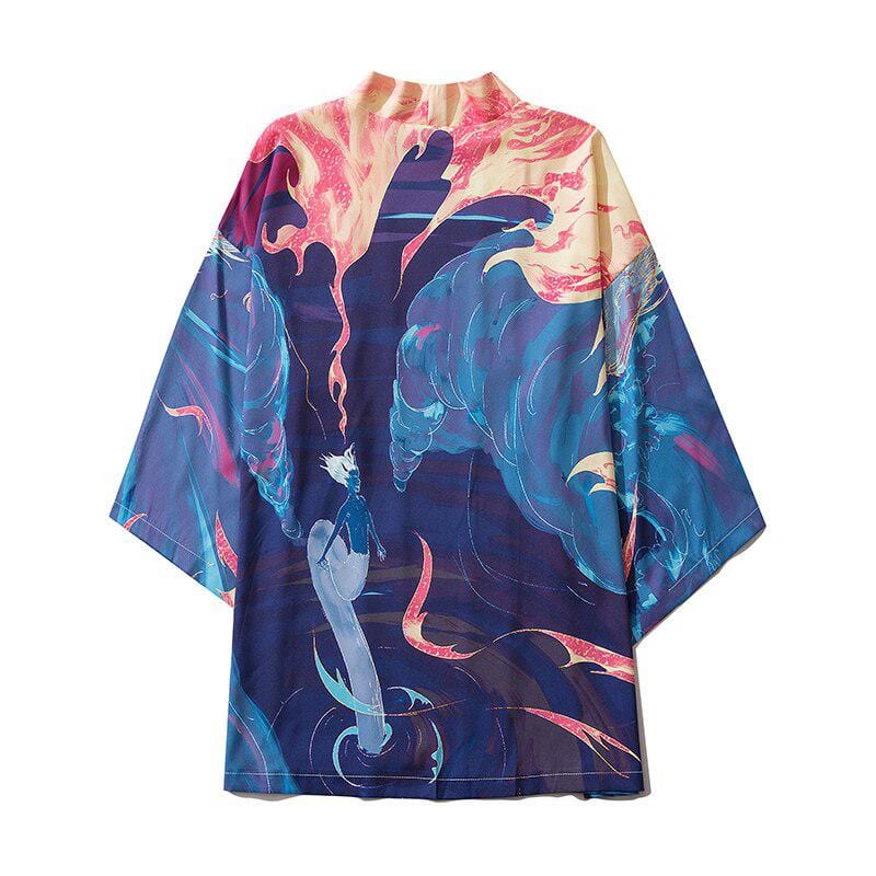 Veste Kimono Japonais Artistic Waves