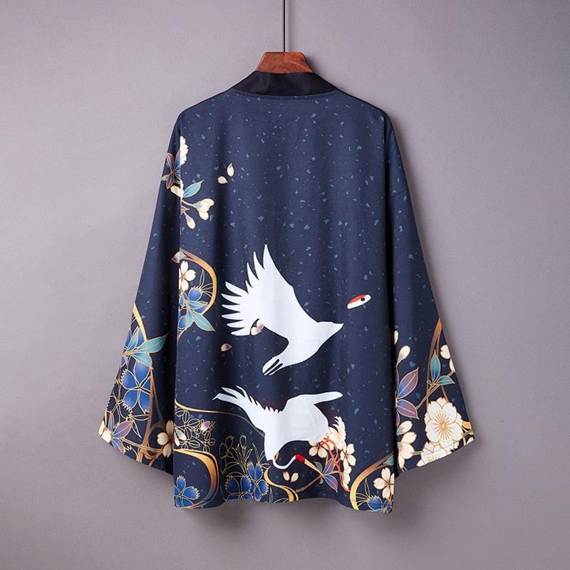 Veste Kimono Japonais Bleu - Style Japonais Authentique