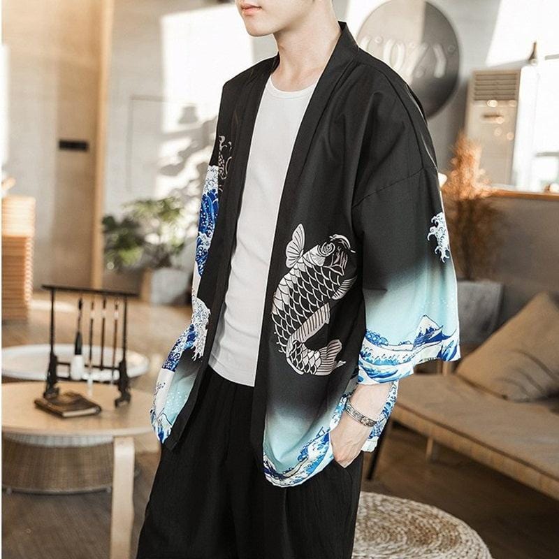 Koi Cascade Japanese Kimono Jacket - Limited Edition