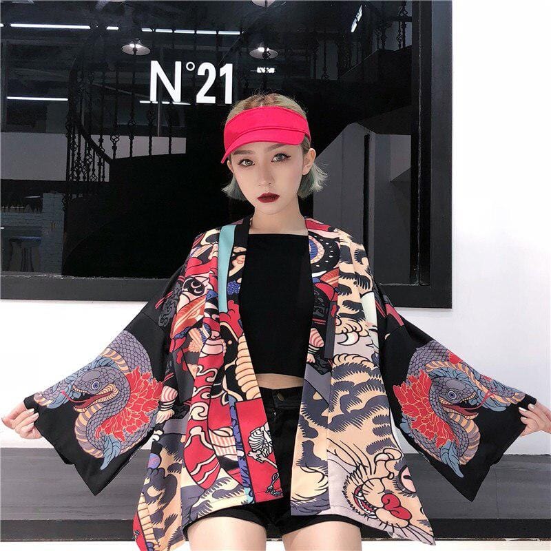 Timeless Oni Neko Japanese Kimono Jacket