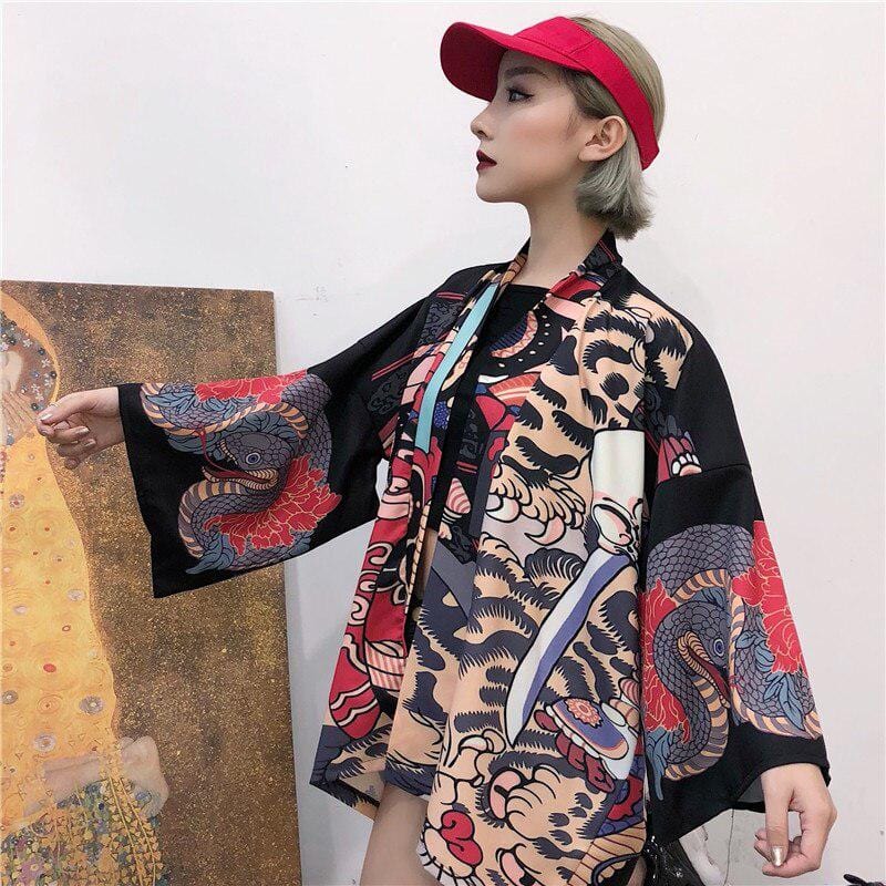 Timeless Oni Neko Japanese Kimono Jacket