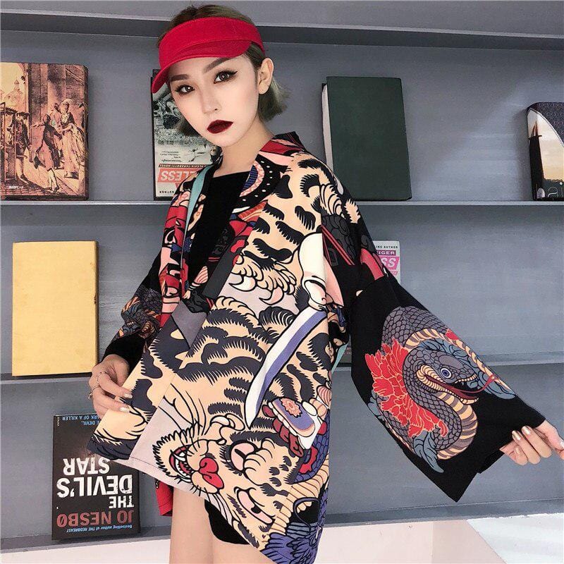 Timeless Oni Neko Japanese Kimono Jacket