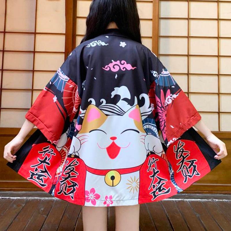 Veste Kimono Japonaise Neko - Édition Unique