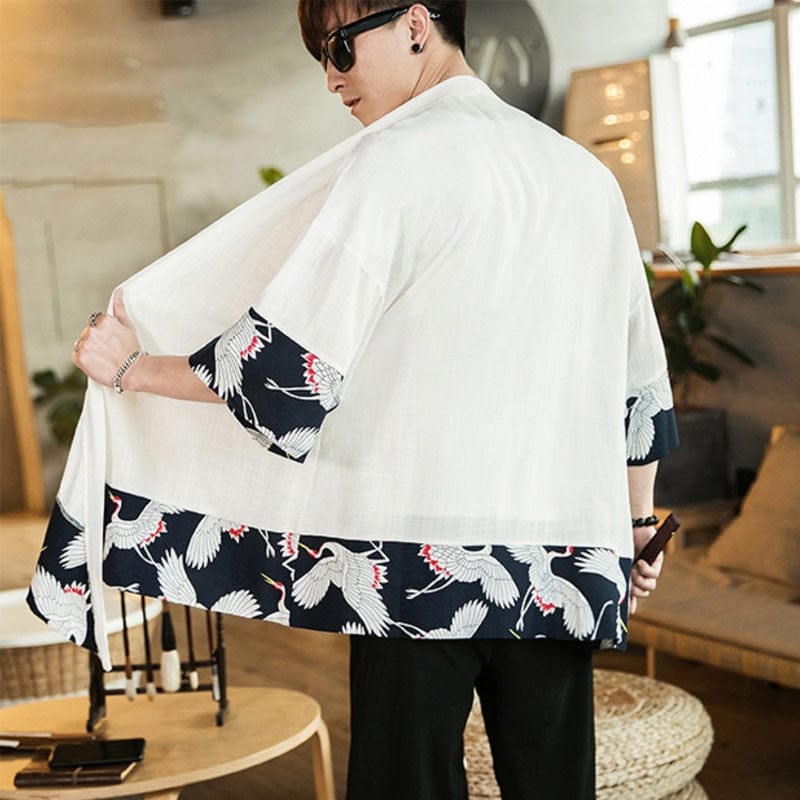 Veste Kimono Long Japonais Blanc éclatant