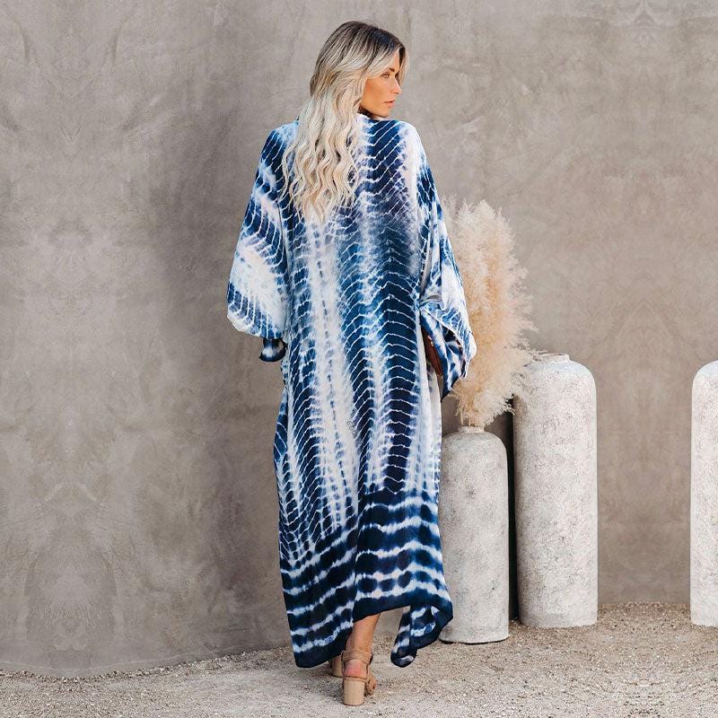 Long Blue Kimono Jacket - Elegant Style