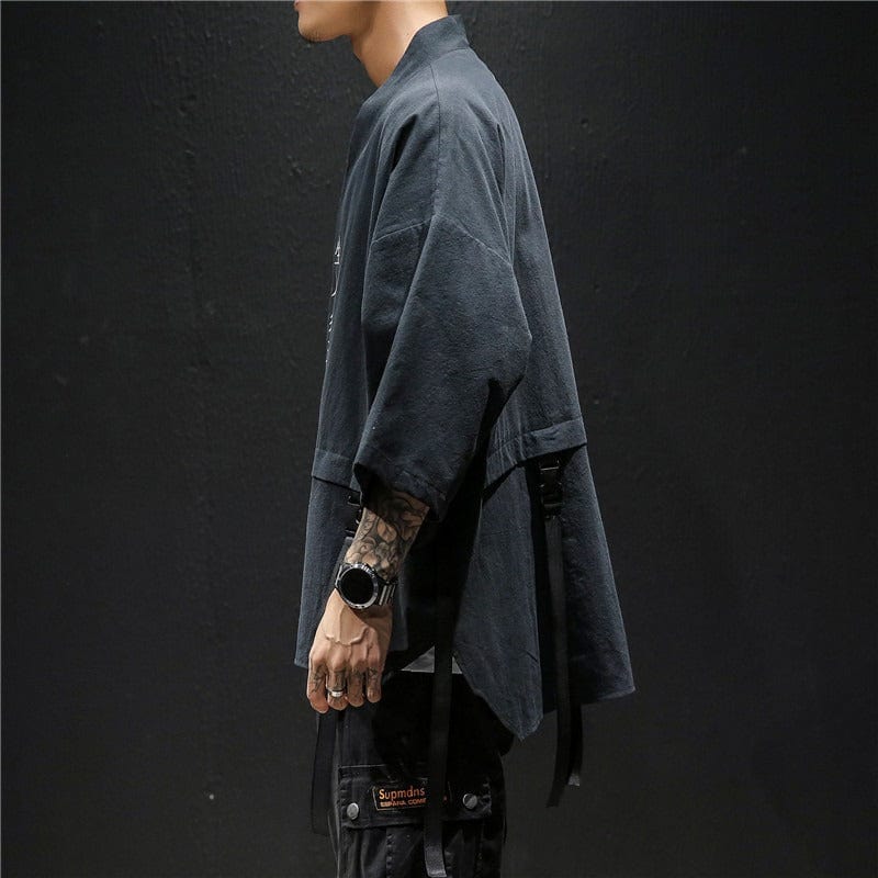 Veste Kimono en Lin Noir