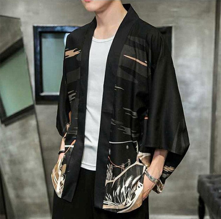 Veste Kimono Satin Temple Loup - Édition Exclusive