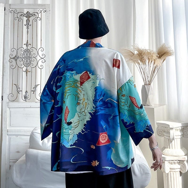 Veste Kimono Tigre Turquoise - Édition Limitée