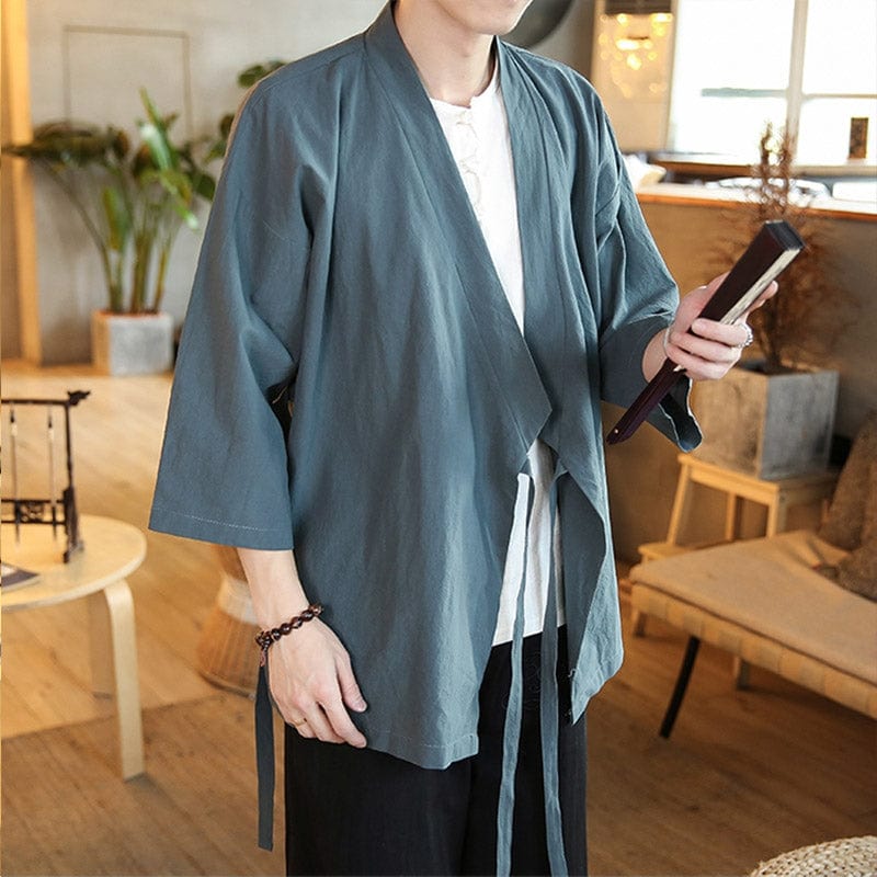 Long Green Kimono Jacket - Natural Elegance Collection