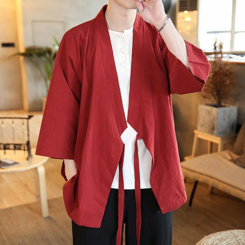 Veste Kimono Rouge Élégante