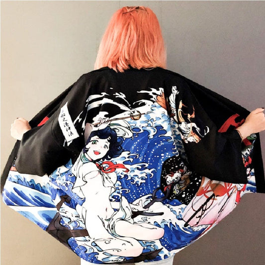 Veste Kimono Mer Agitée Impressionnante