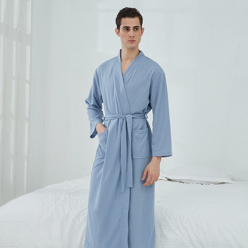 Peignoir de Bain Homme en Coton Col Kimono