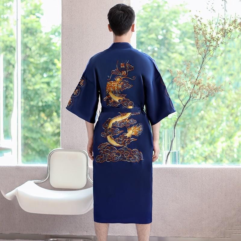 Peignoir Kimono Chinois Bleu - Collection Zen