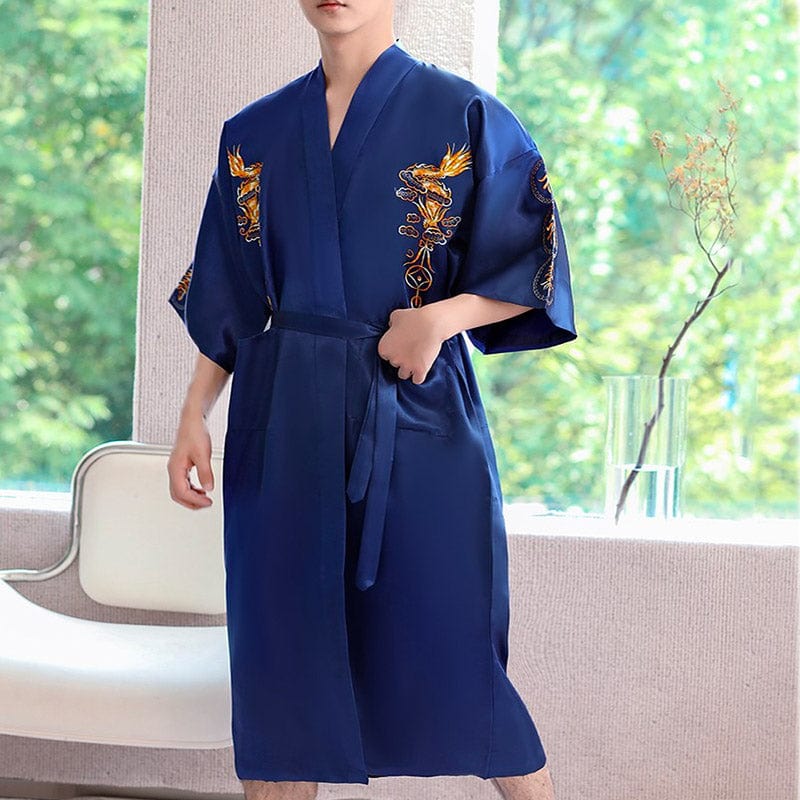 Peignoir Kimono Chinois Bleu - Collection Zen