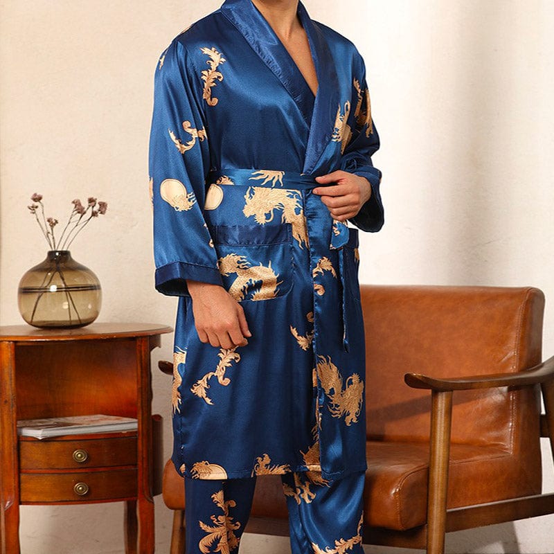 Peignoir Kimono Bleu Japonais