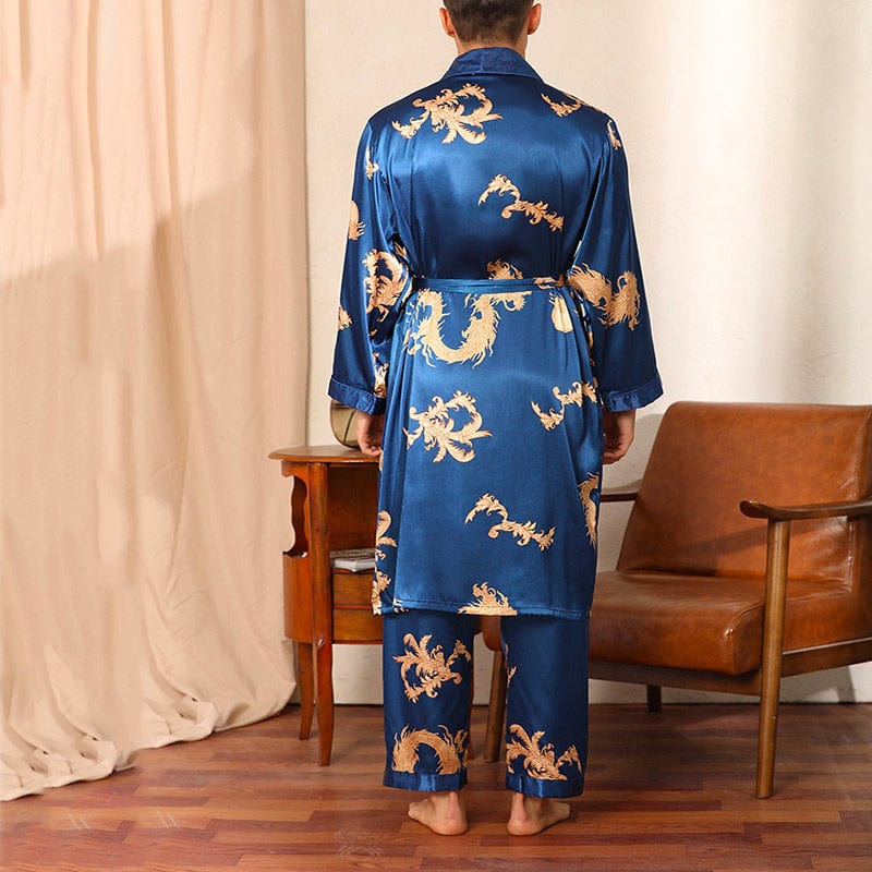 Peignoir Kimono Bleu Japonais