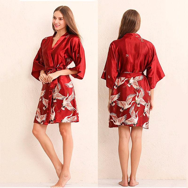 Short Red Kimono Dress - Exquisite Collection