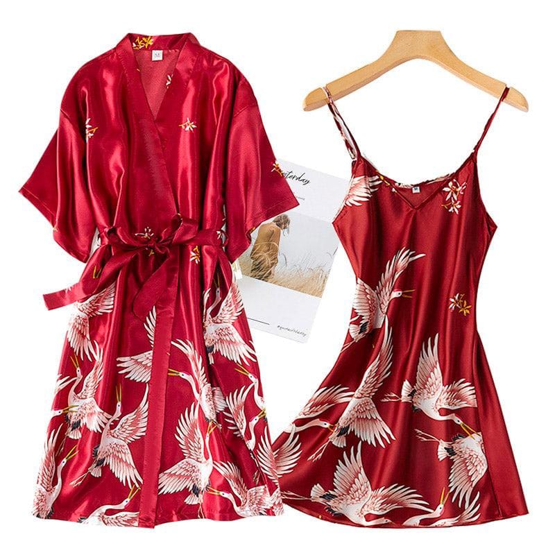 Short Red Kimono Dress - Exquisite Collection