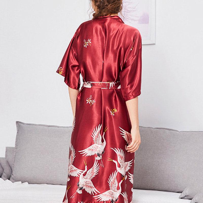 Robe Kimono Rouge Longueur Intemporelle