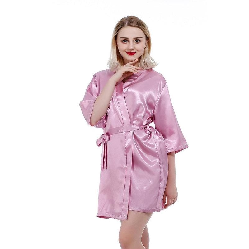 Robe Kimono Rose Satiné