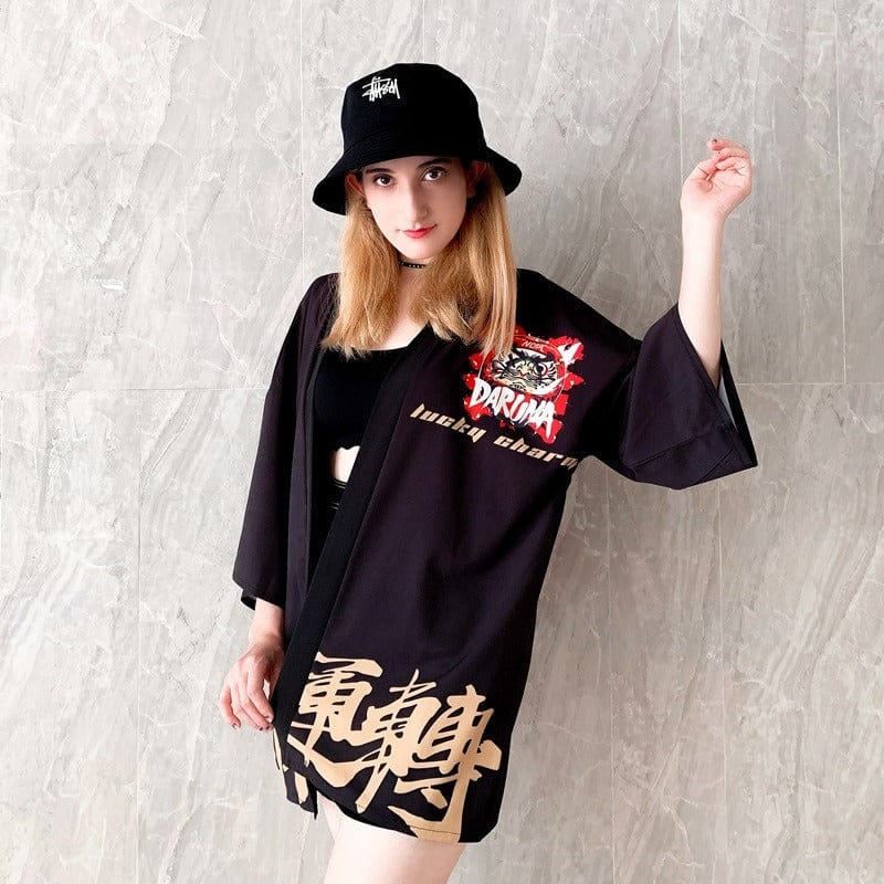 Veste Kimono Japonais Daruma - Style Authentique