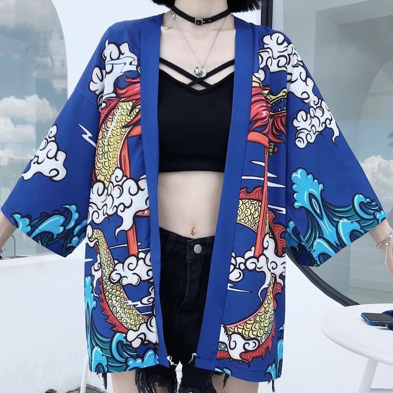 Mythical Navy Japanese Kimono Jacket