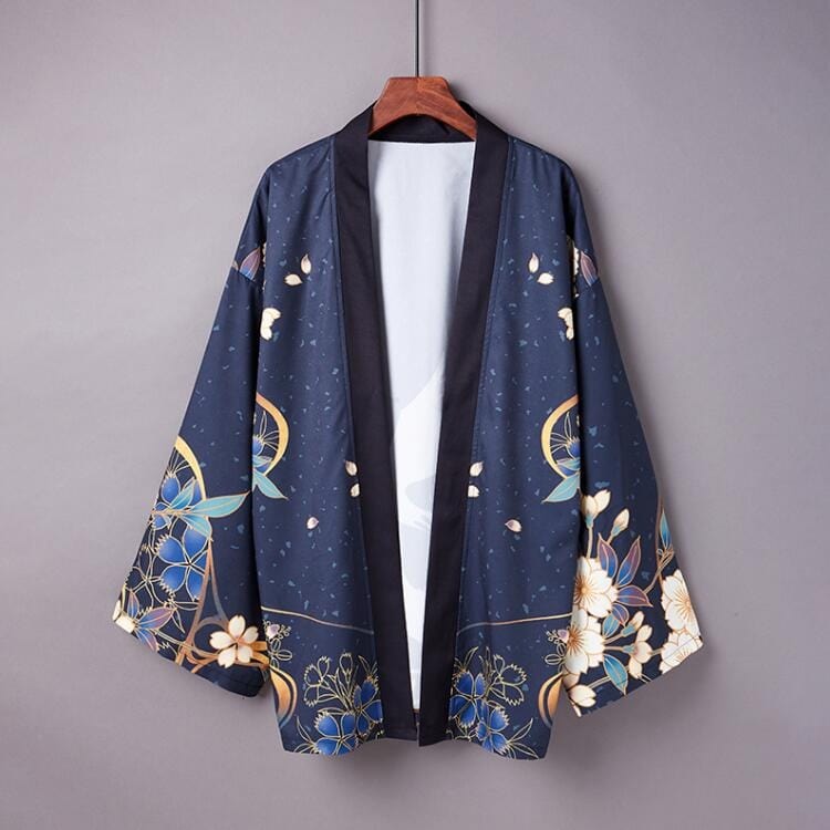 Veste Kimono Japonais Bleu - Style Japonais Authentique