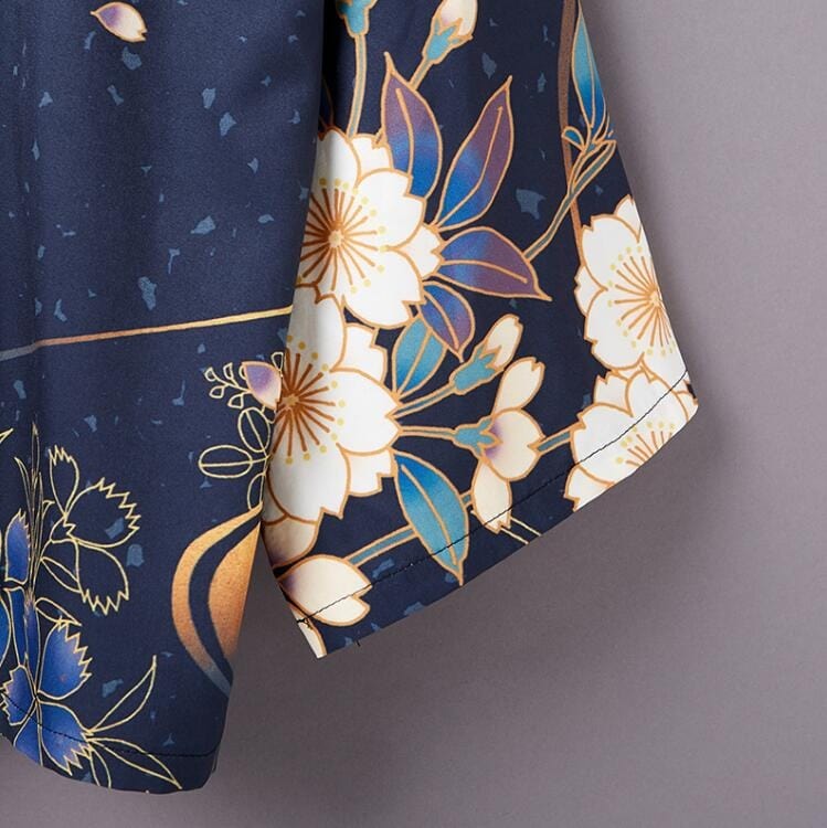 Veste Kimono Japonais Bleu - Style Japonais Authentique