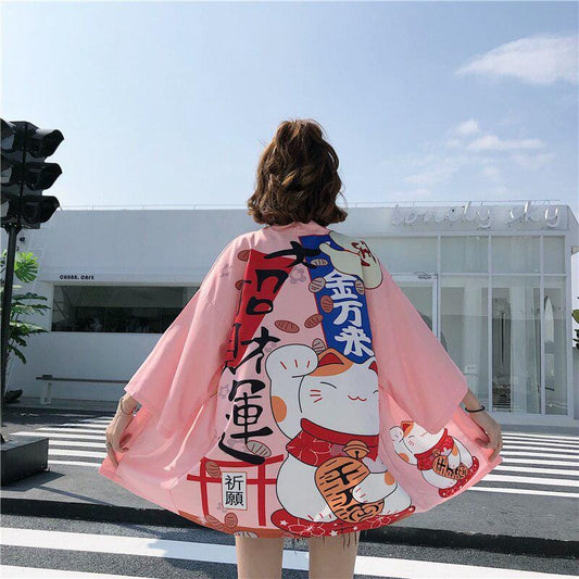 Veste Kimono japonais en rose.