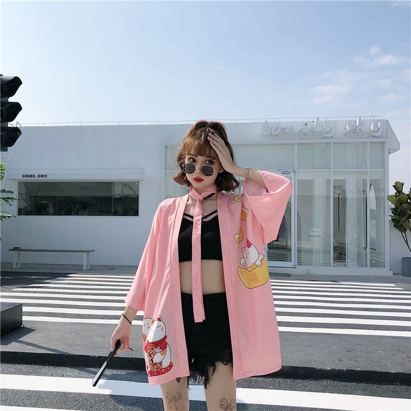 Japanese Kimono Jacket in pink.