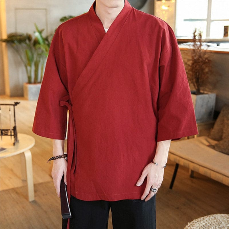 Elegant Red Kimono Jacket