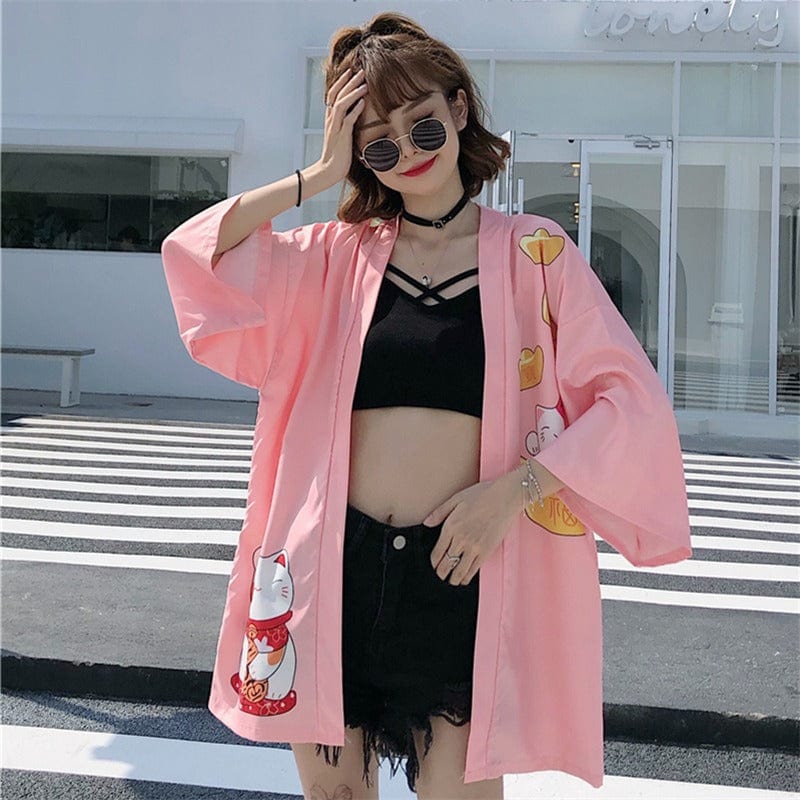 Japanese Kimono Jacket in pink.